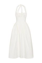 Candy Halter Midi Dress - White