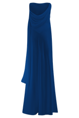 Carah Satin And Chiffon Maxi Dress - Cobalt