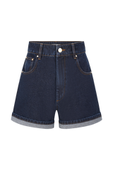 Carlene Cuffed Denim Shorts - Indigo Blue