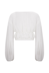 Carlie Chiffon Cross Tie Top - Ivory