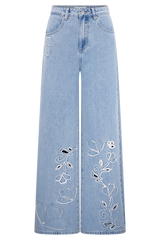 Carmella Embroided Jeans - Mid Blue