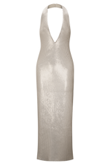 Carnation Sequin Halter Midi Dress - Gold