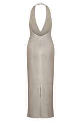 Carnation Sequin Halter Midi Dress - Gold