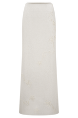 Casey Linen Embroidered Maxi Skirt - Natural