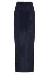 Cassie Column Maxi Skirt - Navy Pinstripe
