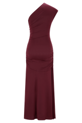 Chloe Peached Jersey One Shoulder Midi Dress - Mahogany
