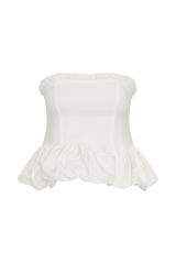 Cora Ruched Strapless Top - White