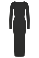 Culver Draped Twist Knit Midi Dress - Black