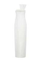 Cyrill Strapless Satin Structured Maxi Dress - White