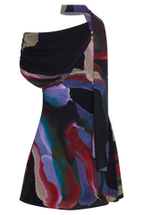Daisie Chiffon Mini Dress - Multi Fluid Reverie Print
