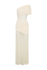 Dallas One Shoulder Mesh Maxi Dress - Ivory