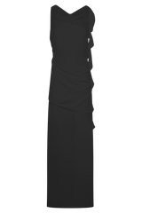 Daria Draped Chiffon Maxi Dress - Black