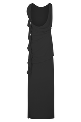 Daria Draped Chiffon Maxi Dress - Black