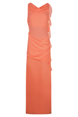 Daria Draped Chiffon Maxi Dress - Pastel Nectarine