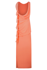 Daria Draped Chiffon Maxi Dress - Pastel Nectarine