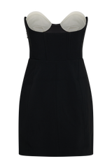 Deana Contrast Suiting Strapless Mini Dress - Black