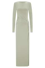 Deanna Long Sleeve Gathered Maxi Dress - Sage