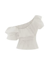Debbie One Shoulder Bubble Top - White