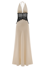 Dinah Lace And Satin Maxi Dress - Black/Ivory