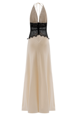 Dinah Lace And Satin Maxi Dress - Black/Ivory