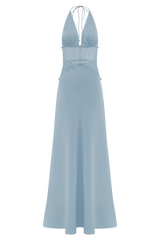 Dinah Lace And Satin Maxi Dress - Cornflower Blue