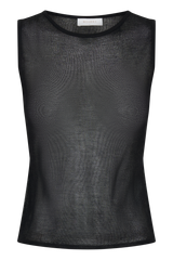Dollie Sheer Knit Tank Top - Black