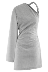Dorian Twist Shoulder Mini Dress - Charcoal Marle