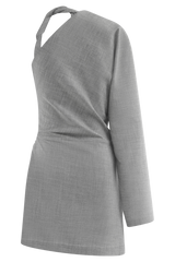 Dorian Twist Shoulder Mini Dress - Charcoal Marle