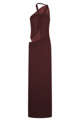 Edwina Knotted Mesh Maxi Dress - Mahogany