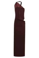 Edwina Knotted Mesh Maxi Dress - Mahogany
