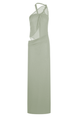 Edwina Knotted Mesh Maxi Dress - Sage