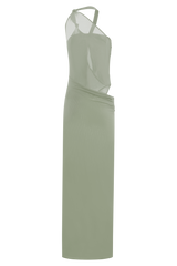 Edwina Knotted Mesh Maxi Dress - Sage