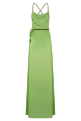 Elaine Chiffon Beaded Maxi Dress - Green
