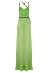 Elaine Chiffon Beaded Maxi Dress - Green