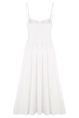 Elias Shirred Cotton Midi Dress - White