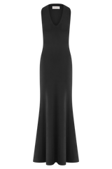 Elke Slinky V Neck Maxi Dress - Black