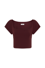 Ellis Cap Sleeve Longline Suiting Top - Mahogany