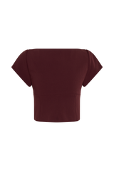 Ellis Cap Sleeve Longline Suiting Top - Mahogany
