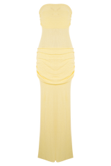 Elora Strapless Knit Maxi Dress - Lemon