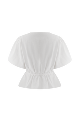 Emilie Puff Sleeve Cotton Top - White