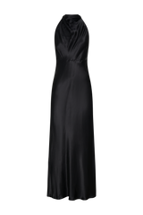 Esther Iridescent Satin Cowl Maxi Dress - Black