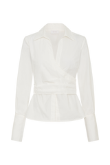 Eugenia Wrap Cotton Shirt - White