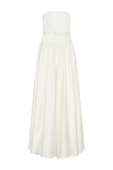 Florence Strapless Belted Maxi Dress - White