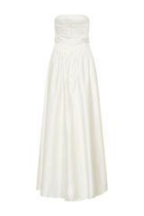 Florence Strapless Belted Maxi Dress - White