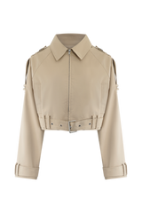 Frank Cropped Collared Jacket - Camel
