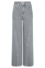 Georgette Mid Rise Paneled Denim Jeans - Grey