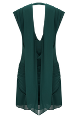 Giulia Chiffon Draped Mini Dress - Dark Emerald
