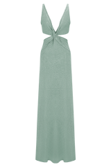 Gracelyn Twisted Metallic Knit Maxi Dress - Aqua