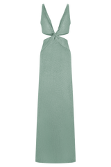 Gracelyn Twisted Metallic Knit Maxi Dress - Aqua