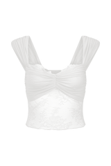 Guinevere Lace And Mesh Top - Ivory